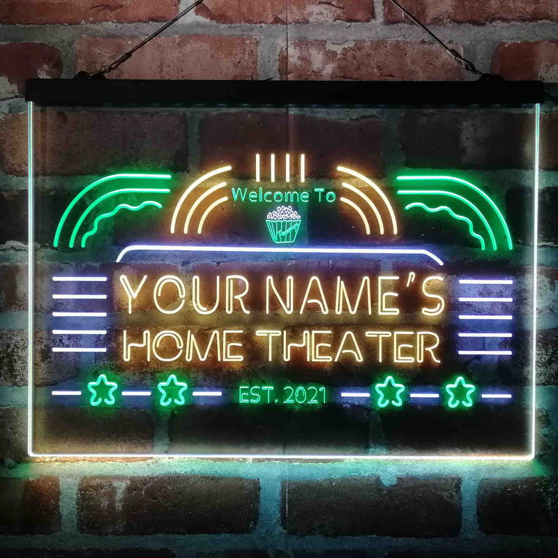 Personalized Home Theater Deluxe App-Enabled 3-Color LED Light Sign - LED Gift Works