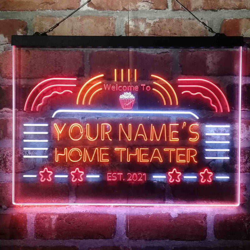 Personalized Home Theater Deluxe App-Enabled 3-Color LED Light Sign - LED Gift Works