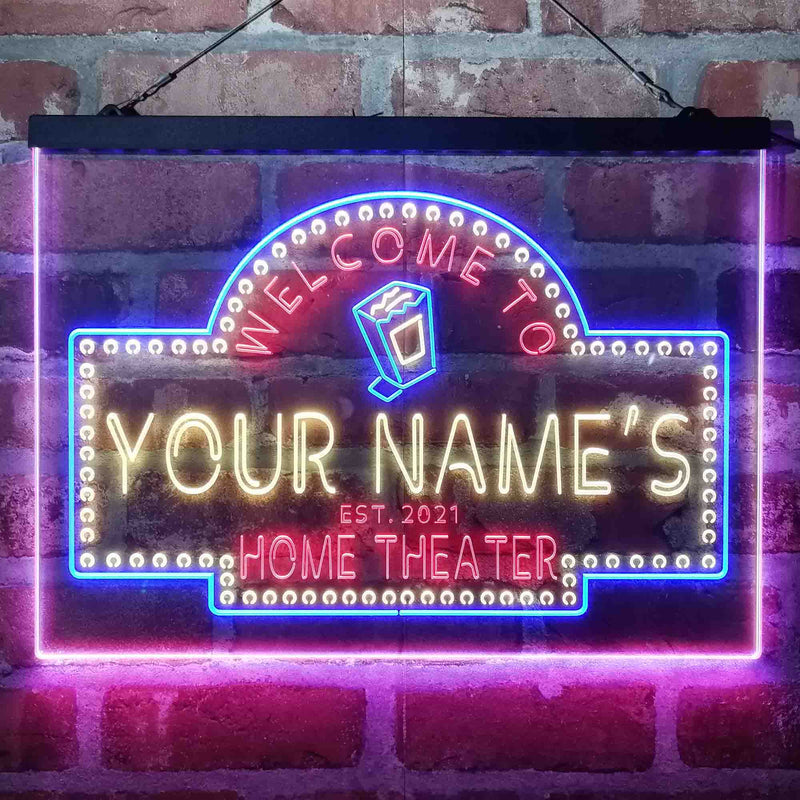 Personalized Home Cinema Deluxe App-Enabled 3-Color LED Light Sign - LED Gift Works
