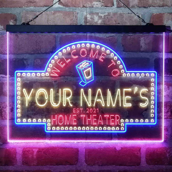 Personalized Home Cinema Deluxe App-Enabled 3-Color LED Light Sign - Way Up Gifts