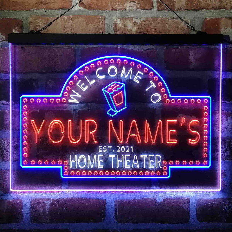 Personalized Home Cinema Deluxe App-Enabled 3-Color LED Light Sign - LED Gift Works