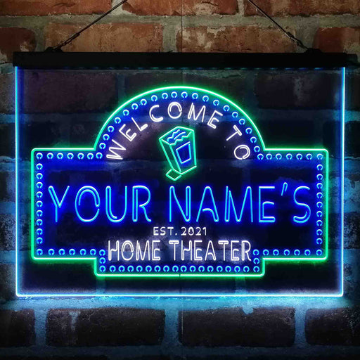 Personalized Home Cinema Deluxe App-Enabled 3-Color LED Light Sign - LED Gift Works