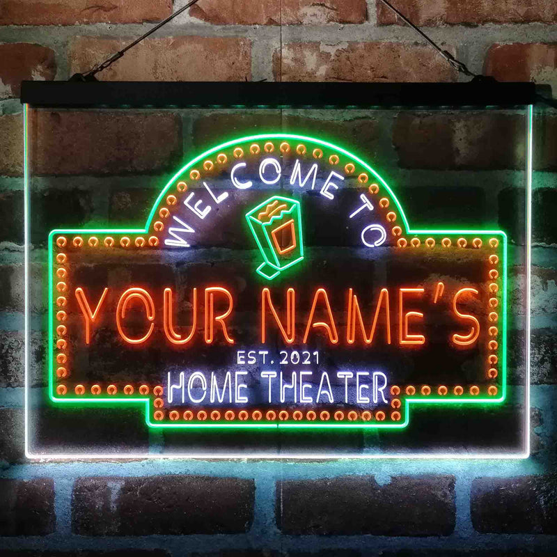 Personalized Home Cinema Deluxe App-Enabled 3-Color LED Light Sign - LED Gift Works