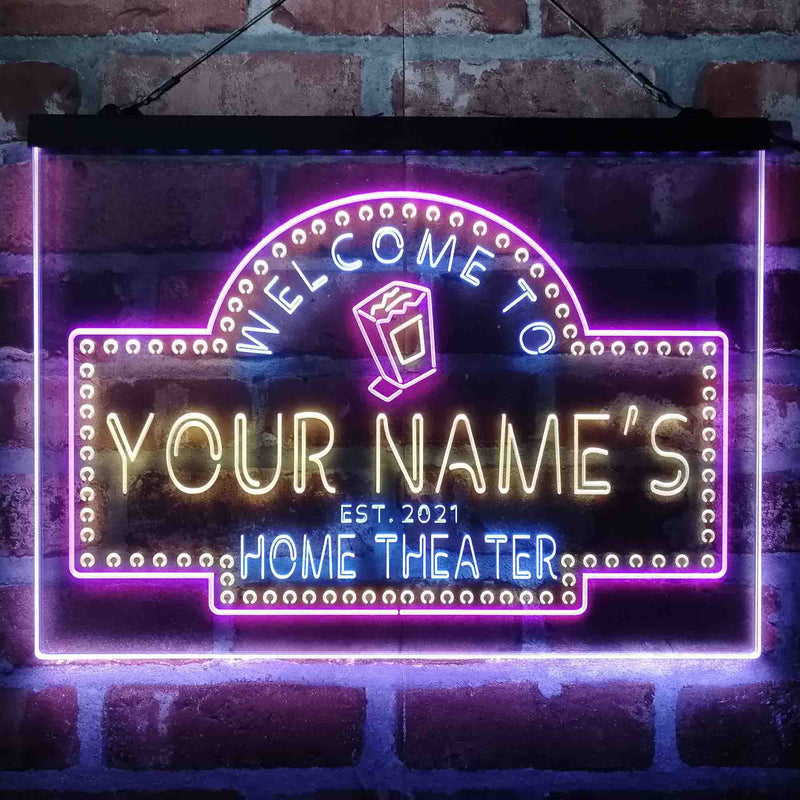 Personalized Home Cinema Deluxe App-Enabled 3-Color LED Light Sign - LED Gift Works