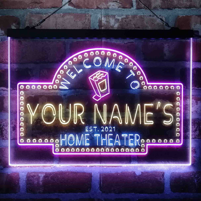 Personalized Home Cinema Deluxe App-Enabled 3-Color LED Light Sign - Way Up Gifts