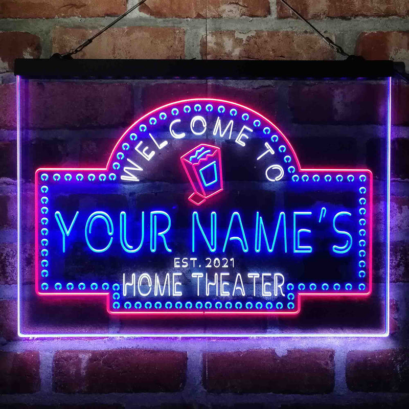 Personalized Home Cinema Deluxe App-Enabled 3-Color LED Light Sign - LED Gift Works