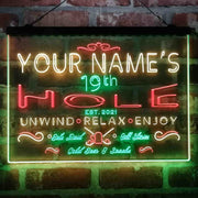 Personalized 19th Hole Golf Club Deluxe App-Enabled 3-Color LED Light Sign - LED Gift Works