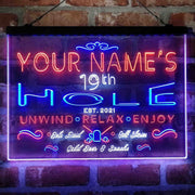 Personalized 19th Hole Golf Club Deluxe App-Enabled 3-Color LED Light Sign - LED Gift Works