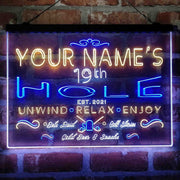 Personalized 19th Hole Golf Club Deluxe App-Enabled 3-Color LED Light Sign - LED Gift Works