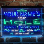 Personalized 19th Hole Golf Club Deluxe App-Enabled 3-Color LED Light Sign - LED Gift Works