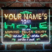 Personalized 19th Hole Golf Club Deluxe App-Enabled 3-Color LED Light Sign - LED Gift Works