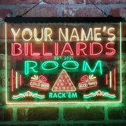 Personalized Billiards Room Deluxe App-Enabled 3-Color LED Light Sign - LED Gift Works
