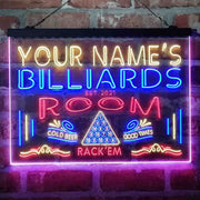 Personalized Billiards Room Deluxe App-Enabled 3-Color LED Light Sign - LED Gift Works