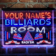 Personalized Billiards Room Deluxe App-Enabled 3-Color LED Light Sign - LED Gift Works