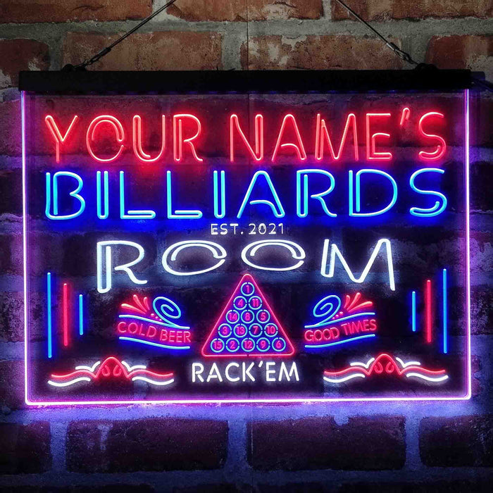 Personalized Billiards Room Deluxe App-Enabled 3-Color LED Light Sign - Way Up Gifts