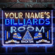 Personalized Billiards Room Deluxe App-Enabled 3-Color LED Light Sign - LED Gift Works