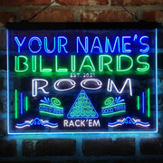 Personalized Billiards Room Deluxe App-Enabled 3-Color LED Light Sign - LED Gift Works