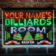 Personalized Billiards Room Deluxe App-Enabled 3-Color LED Light Sign - LED Gift Works