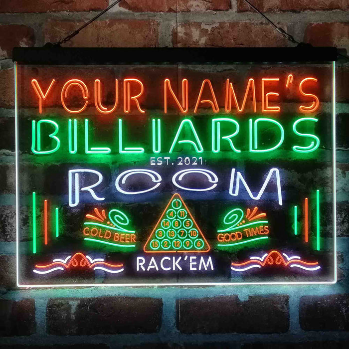 Personalized Billiards Room Deluxe App-Enabled 3-Color LED Light Sign - Way Up Gifts