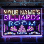 Personalized Billiards Room Deluxe App-Enabled 3-Color LED Light Sign - LED Gift Works