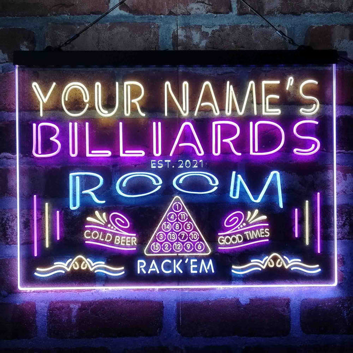 Personalized Billiards Room Deluxe App-Enabled 3-Color LED Light Sign - Way Up Gifts