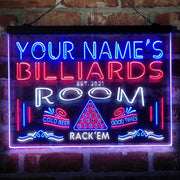 Personalized Billiards Room Deluxe App-Enabled 3-Color LED Light Sign - LED Gift Works