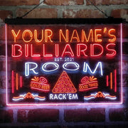 Personalized Billiards Room Deluxe App-Enabled 3-Color LED Light Sign - LED Gift Works