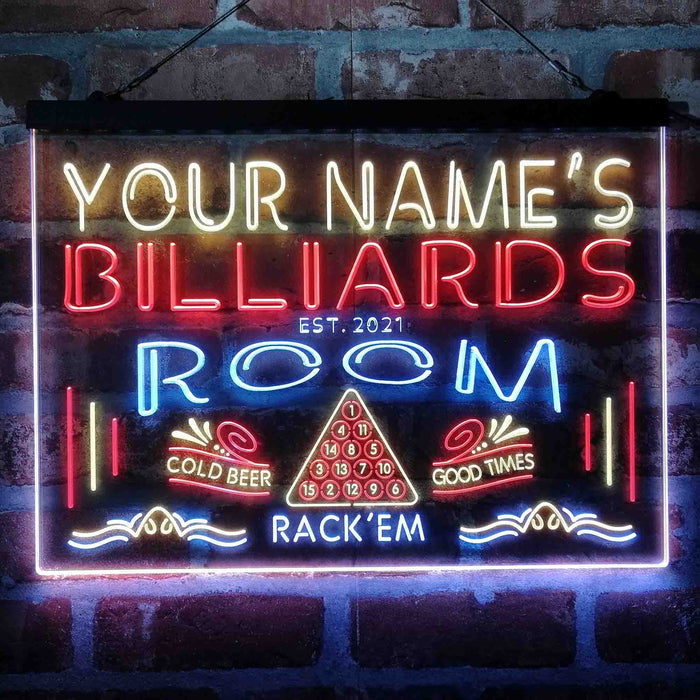 Personalized Billiards Room Deluxe App-Enabled 3-Color LED Light Sign - Way Up Gifts