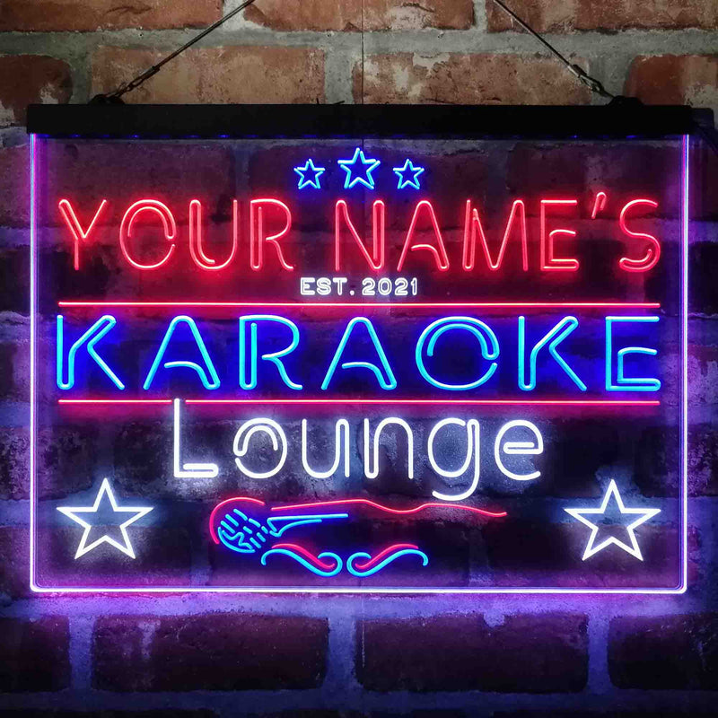 Personalized Karoke Lounge Deluxe App-Enabled 3-Color LED Light Sign - LED Gift Works