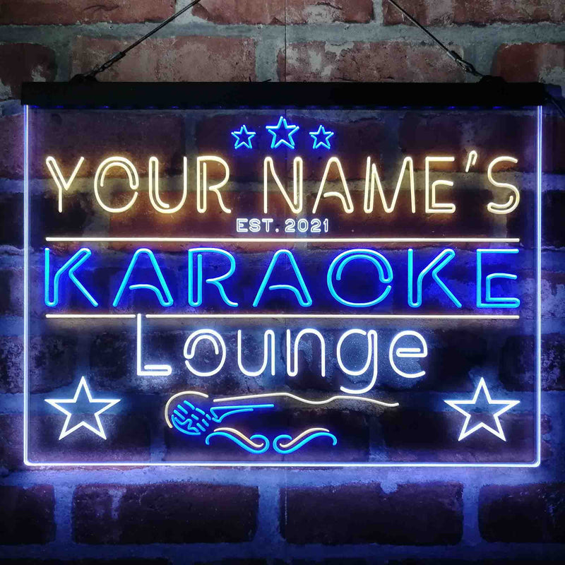 Personalized Karoke Lounge Deluxe App-Enabled 3-Color LED Light Sign - LED Gift Works