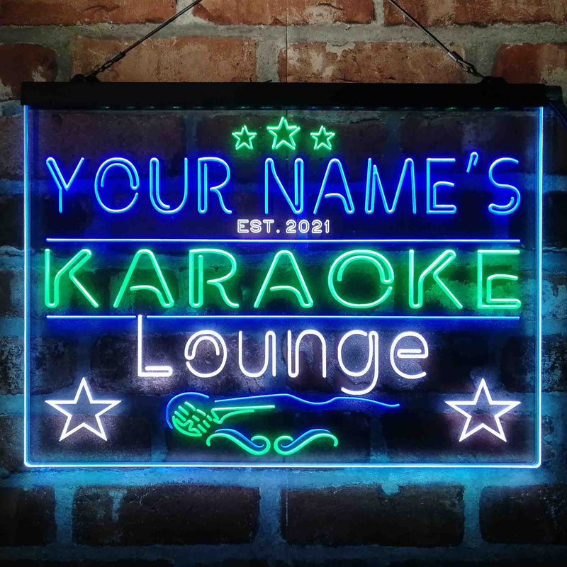 Personalized Karoke Lounge Deluxe App-Enabled 3-Color LED Light Sign - LED Gift Works
