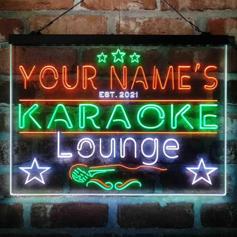 Personalized Karoke Lounge Deluxe App-Enabled 3-Color LED Light Sign - LED Gift Works