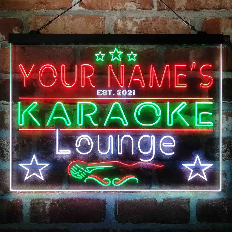 Personalized Karoke Lounge Deluxe App-Enabled 3-Color LED Light Sign - LED Gift Works
