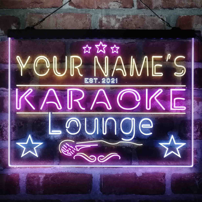 Personalized Karoke Lounge Deluxe App-Enabled 3-Color LED Light Sign - LED Gift Works