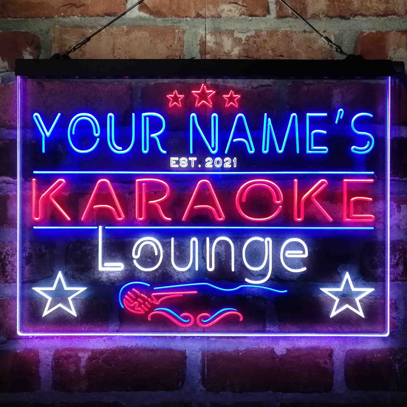 Personalized Karoke Lounge Deluxe App-Enabled 3-Color LED Light Sign - LED Gift Works