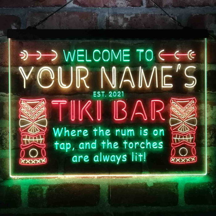 Personalized Tiki Bar Deluxe App-Enabled 3-Color LED Light Sign - Way Up Gifts