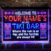 Personalized Tiki Bar Deluxe App-Enabled 3-Color LED Light Sign - LED Gift Works