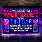 Personalized Tiki Bar Deluxe App-Enabled 3-Color LED Light Sign - LED Gift Works