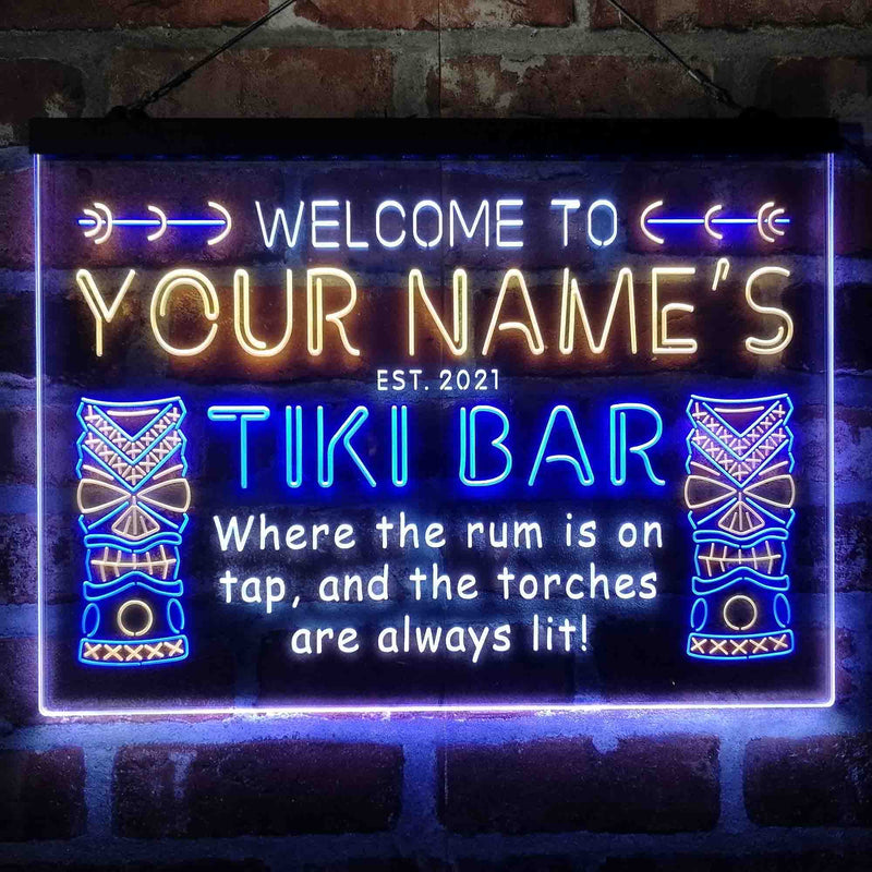 Personalized Tiki Bar Deluxe App-Enabled 3-Color LED Light Sign - LED Gift Works