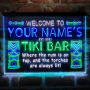 Personalized Tiki Bar Deluxe App-Enabled 3-Color LED Light Sign - LED Gift Works