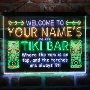 Personalized Tiki Bar Deluxe App-Enabled 3-Color LED Light Sign - LED Gift Works