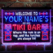 Personalized Tiki Bar Deluxe App-Enabled 3-Color LED Light Sign - LED Gift Works