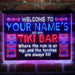 Personalized Tiki Bar Deluxe App-Enabled 3-Color LED Light Sign - Way Up Gifts