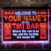 Personalized Tiki Bar Deluxe App-Enabled 3-Color LED Light Sign - LED Gift Works