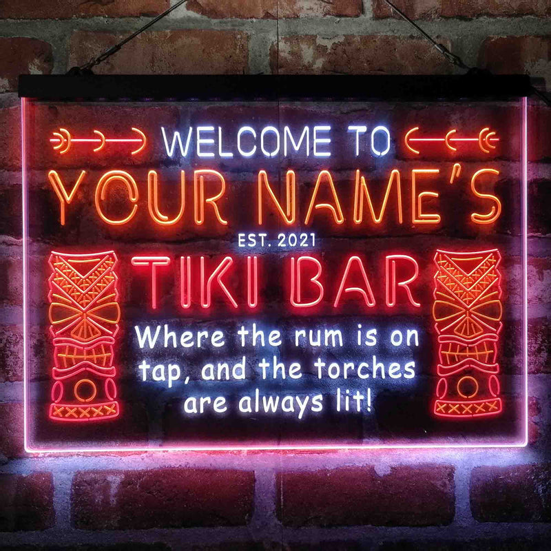 Personalized Tiki Bar Deluxe App-Enabled 3-Color LED Light Sign - LED Gift Works