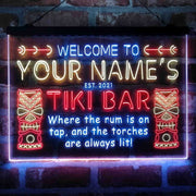 Personalized Tiki Bar Deluxe App-Enabled 3-Color LED Light Sign - LED Gift Works