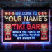 Personalized Tiki Bar Deluxe App-Enabled 3-Color LED Light Sign - Way Up Gifts