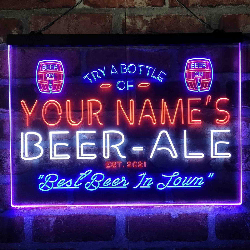 Personalized Bar Beer Ale Pub Deluxe App-Enabled 3-Color LED Light Sign - LED Gift Works