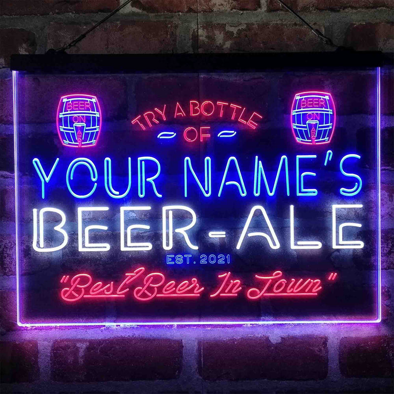 Personalized Bar Beer Ale Pub Deluxe App-Enabled 3-Color LED Light Sign - LED Gift Works