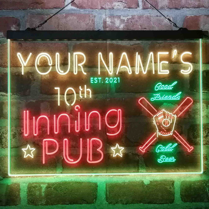 Personalized 10th Inning Pub Deluxe App-Enabled 3-Color LED Light Sign - Way Up Gifts
